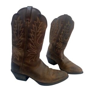 Ariat Heritage Western R-Toe Boots Womens 6.5B Distressed Brown Leather Cowgirl
